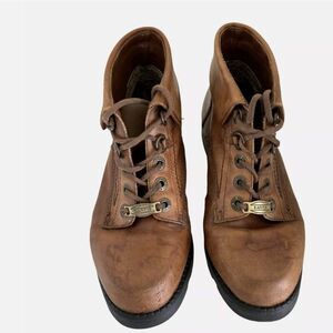 Earth Shoe Village 2 Oxford Ankle Boots 8.5 Brown Leather Lace Up Boho Gorpcore